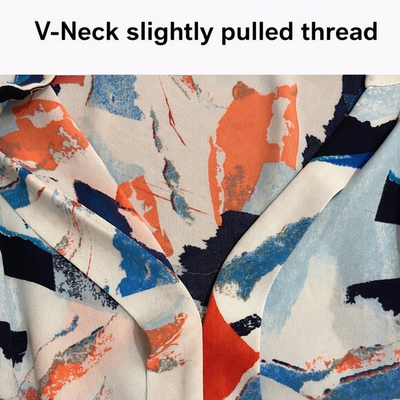 Sejour Plus Size Tunic Blouse 18W Abstract Geometric Print Pullover Orange Blue - Picture 3 of 6